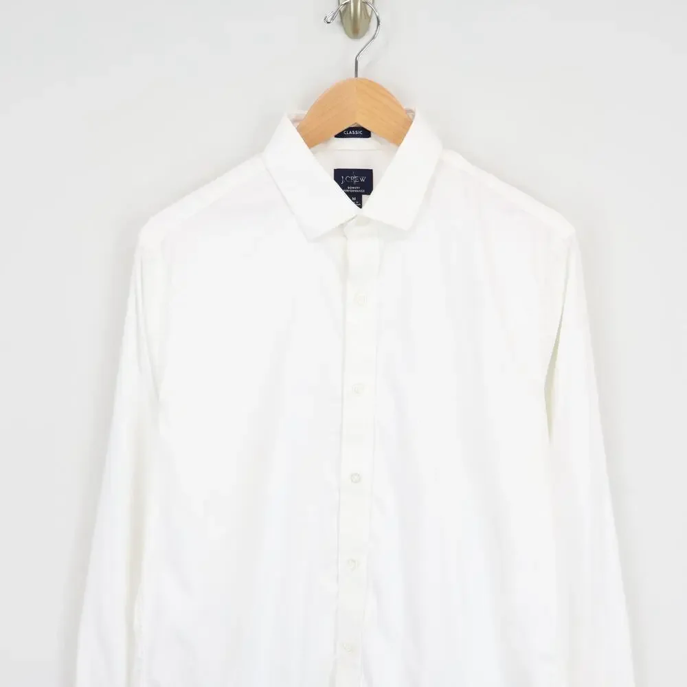 J.Crew Classic Bowery Performance Stretch Dress Shirt Spread Collar White M NWOT